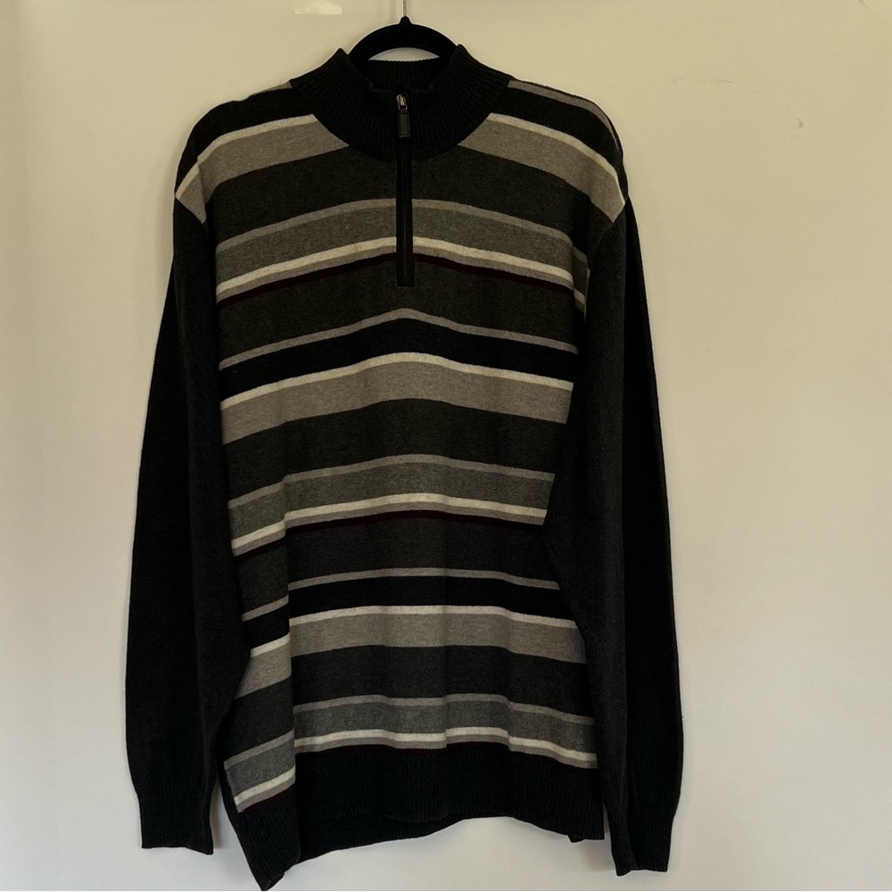Sebastian Cooper Grey Stripe Mock Neck Sweater, Size XXL - Picture 5 of 8